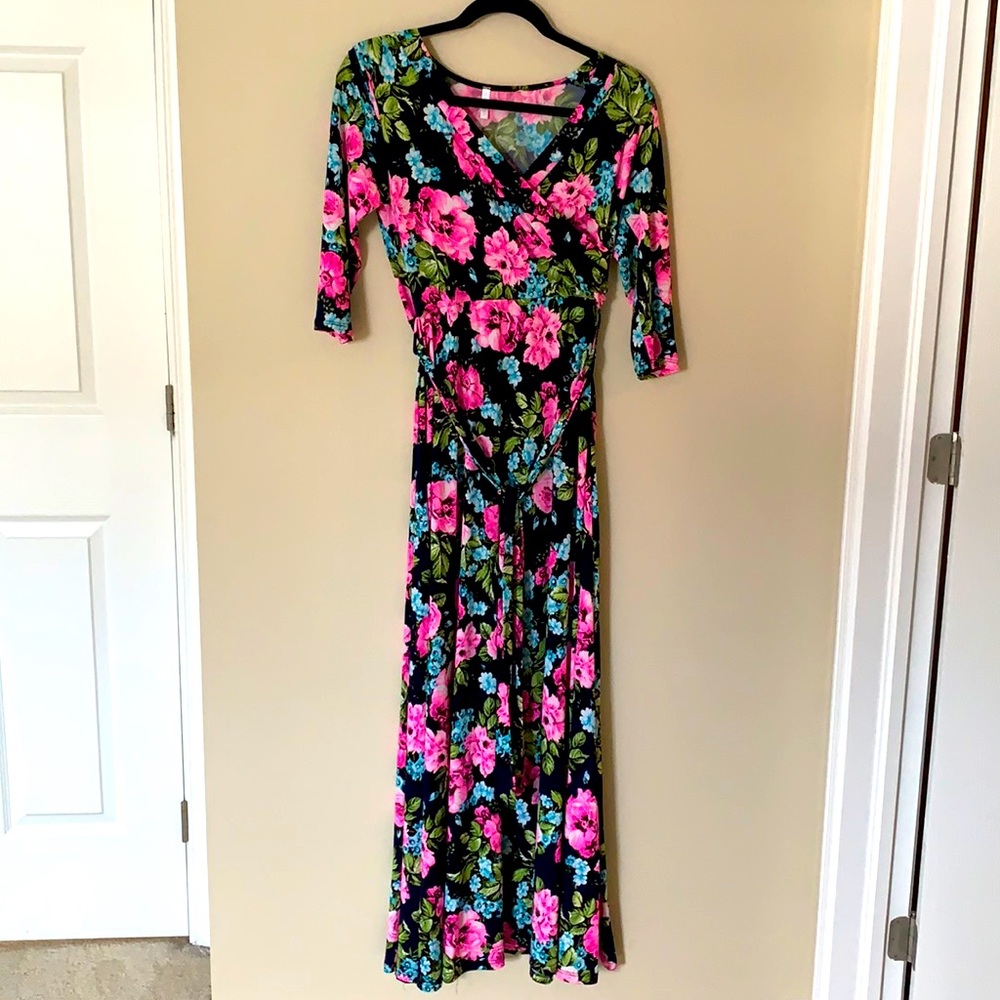 Pink Blush floral maternity dress